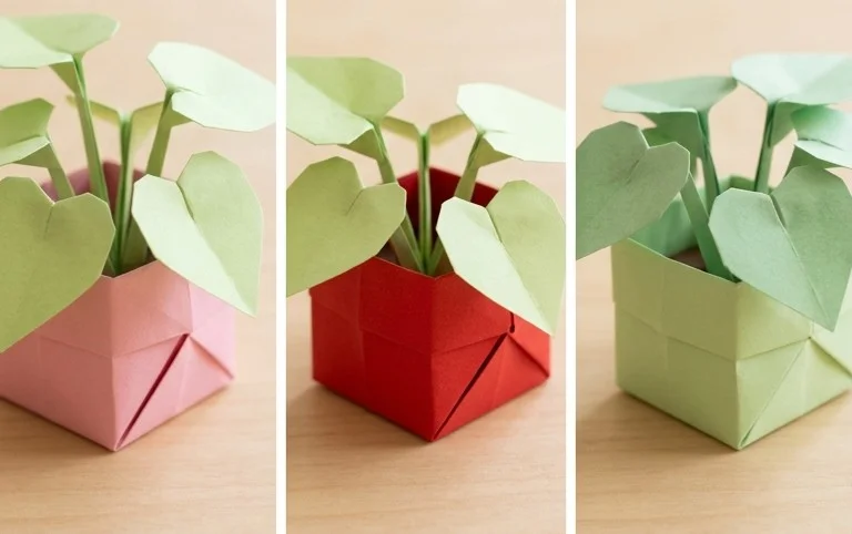 Mini Origami Pot Plants Tutorial - Make Cute Paper Houseplants